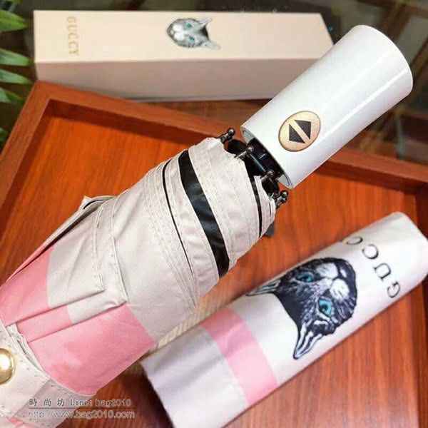 GUCCI古馳傘 超火 大眼貓自動傘 卡通貓咪圖案 防紫外線 防曬晴雨傘  zm1023